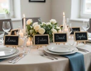 Kleine Tafeln als Tischkarten