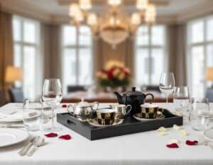 Ein Serviertablett in Schwarz 