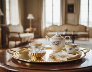 Ein Serviertablett in Gold