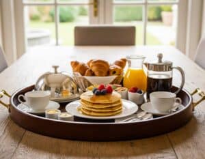 Ein Serviertablett groß und rund