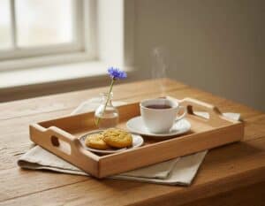 Ein kleines Serviertablett aus Holz