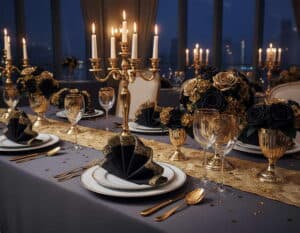 Servietten in Schwarz-Gold