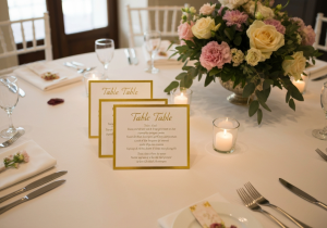 Tischkarten mit Goldrand