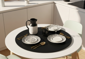 Tischset rund Schwarz