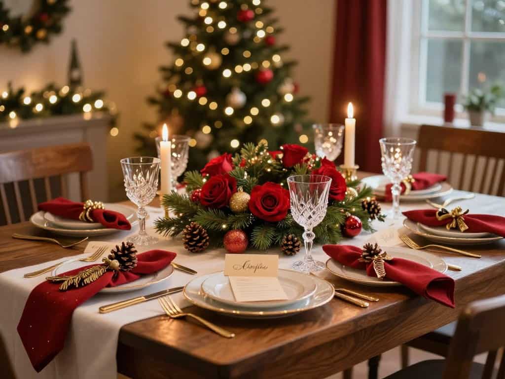 Tisch für Weihnachten dekorieren