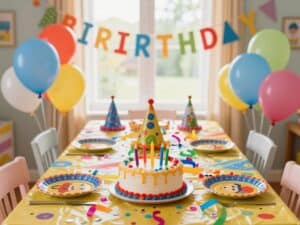 Tisch zum Kindergeburtstag dekorieren