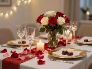 Tisch zum Valentinstag dekorieren