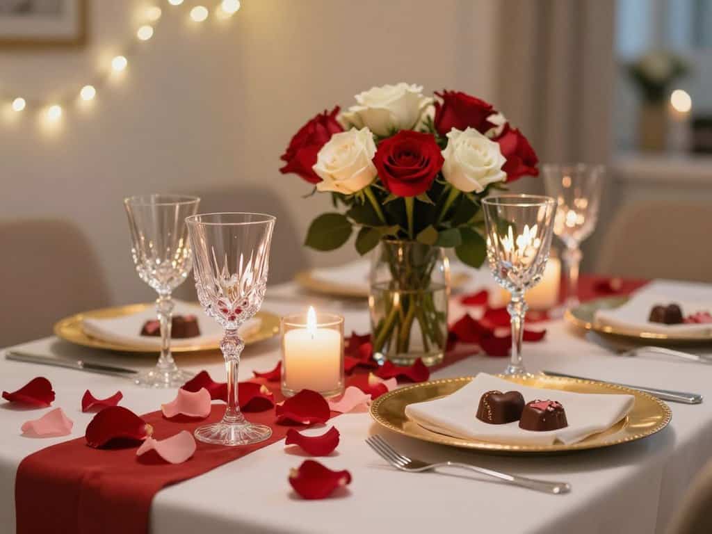 Tisch zum Valentinstag dekorieren