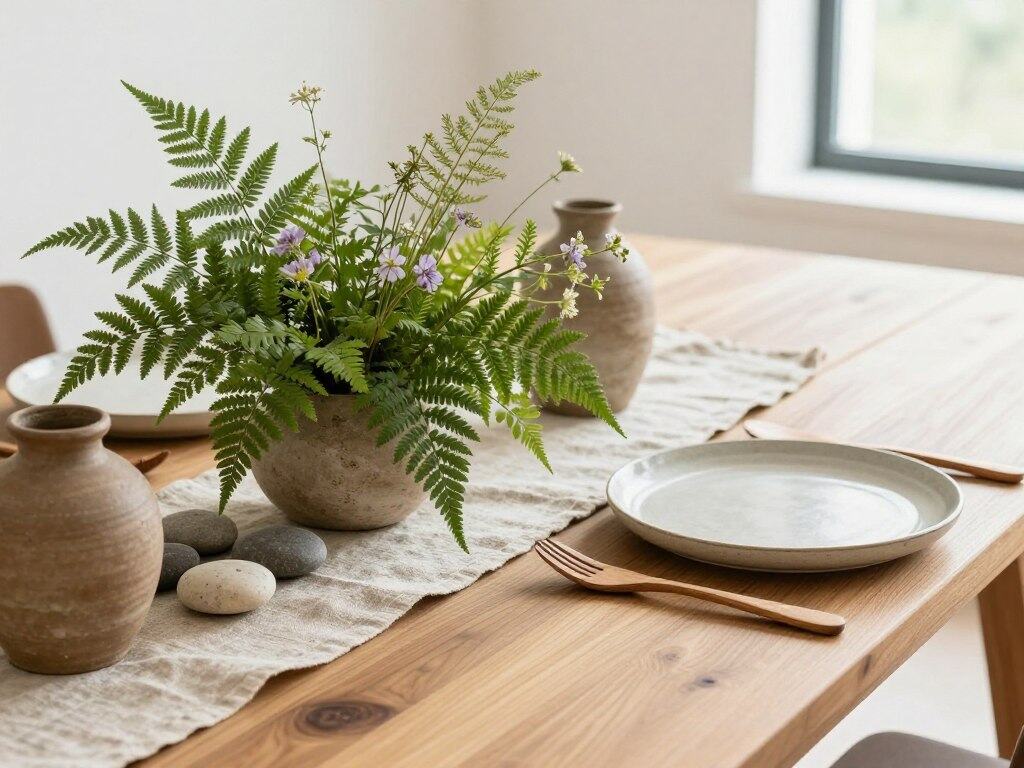 schlichte Tischdeko mit Naturmaterialien schlichte Tischdeko mit Naturmaterialien